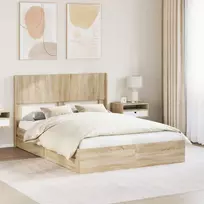 Lovos rėmas su saugojimu ir nugara Sonoma ąžuolas 160 x 200 cm