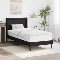 Lovos rėmas su LED juostelėmis Juoda 90 x 190 cm Dirbtinė oda