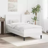 Lovos rėmas su LED juostelėmis Balta 90 x 200 cm Dirbtinė oda