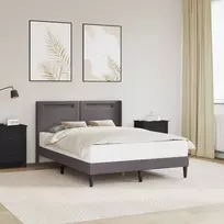 Lovos rėmas su LED juostelėmis Pilka 120 x 190 cm Dirbtinė oda