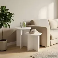 Šoninių staliukų komplektas su saugykla 2 pcs Itin blizgi balta