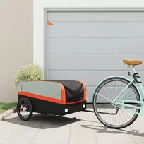 Dviračio priekaba, juodos ir oranžinės spalvos, 45kg, geležis