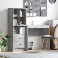 Stalas su stalčių su lentyna su saugykla 2 pcs Betono pilka