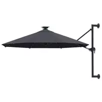 Prie sienos montuojamas sodo skėtis su LED, antracito, 300cm