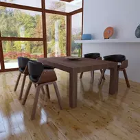 Valgomojo kėdės, 4 vnt., išlenkta mediena ir dirbtinė oda