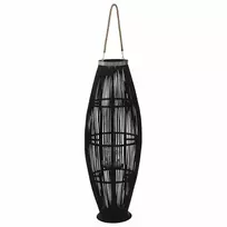 Pakabinamas žibintas žvakei, juodas, 95cm, bambukas