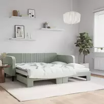kušetė su kušete be čiužinio Šviesiai pilka 100x190 cm Velvet