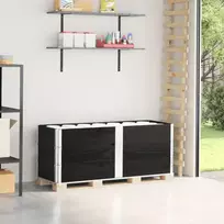 Padėklų apvadai, 3vnt., juodi, 150x50cm, pušies masyvas