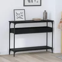 Konsolinis stalas su lentyna juoda ąžuolo 100 x 29 x 75 cm