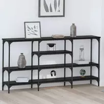Konsolinis stalas su lentyna juoda ąžuolo 160 x 29 x 80 cm