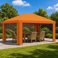 Pavėsinė 4 × 3 m Oranžinė Poliesteris ir plienas 190 gsm