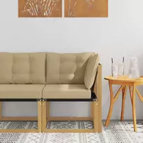 Lauko kampinė sofa Kietas akacijos medis ir tekstilenas Balta