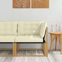 Lauko kampinė sofa Kietasis akacijos medis ir Textilene Balta