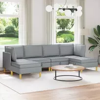 Modulinė sofa su laikymo vieta 6 pcs Šviesiai pilka Audinys