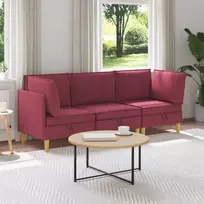 Modulinė sofa su laikymo vieta 3 pcs Vyno raudona Audinys