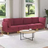 Modulinė sofa su laikymo vieta 4 pcs Vyno raudona Audinys