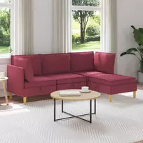 Modulinė sofa su laikymo vieta 4 pcs Vyno raudona Audinys