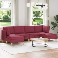 Modulinė sofa su laikymo vieta 6 pcs Vyno raudona Audinys