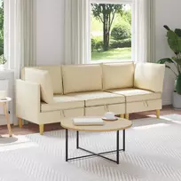 Modulinė sofa su laikymo vieta 3 pcs Kreminė Audinys