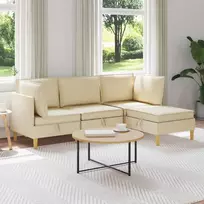 Modulinė sofa su laikymo vieta 4 pcs Kreminė Audinys