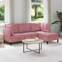 Svetainės baldų komplektas su pagalve 4 pcs Rožinė Aksomas