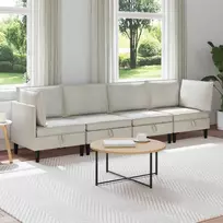 Svetainės baldų komplektas su pagalve 4 pcs Kreminė Aksomas