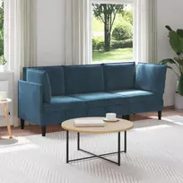 Svetainės baldų komplektas su pagalve 3 pcs Mėlyna Aksomas