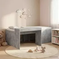 Vaikų Aukštas Lovos Rėmas su Rašomuoju Stalu Betono pilka