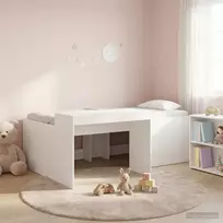 Vaikų Aukštas Lovos Rėmas su Rašomuoju Stalu Balta