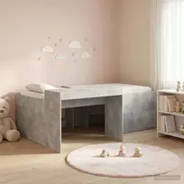 Vaikų Aukštas Lovos Rėmas su Rašomuoju Stalu Betono pilka