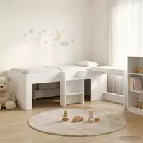 Vaikų Aukštas Lovos Rėmas su Rašomuoju Stalu Balta
