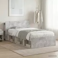 Lovos rėmas su saugojimu su galvūgalio Betono pilka 90 x 200 cm