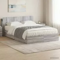 Lovos rėmas su saugojimu su stalčių Pilka Sonoma 160 x 200 cm