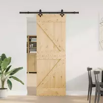 Slankios durys NARVIK Natūrali ir juoda 70 x 210 cm (152,5 cm)