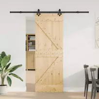 Slankios durys NARVIK Natūrali ir juoda 70 x 210 cm (213,5 cm)