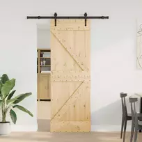 Slankios durys NARVIK Natūrali ir juoda 70 x 210 cm (152,5 cm)
