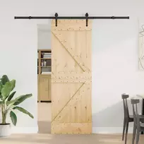 Slankios durys NARVIK Natūrali ir juoda 70 x 210 cm (213,5 cm)