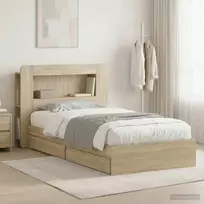 Lovos rėmas su saugojimu su stalčių Sonoma ąžuolas 90 x 200 cm