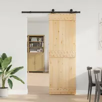 Slankios durys NARVIK Natūrali ir juoda 70 x 210 cm (152,5 cm)