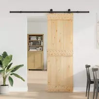 Slankios durys NARVIK Natūrali ir juoda 70 x 210 cm (213,5 cm)