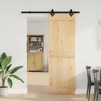 Slankios durys NARVIK Natūrali ir juoda 70 x 210 cm (152,5 cm)