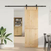 Slankios durys NARVIK Natūrali ir juoda 70 x 210 cm (213,5 cm)