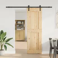 Slankios durys NARVIK Natūrali ir juoda 70 x 210 cm (213,5 cm)