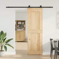 Slankios durys NARVIK Natūrali ir juoda 70 x 210 cm (213,5 cm)