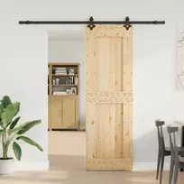 Slankios durys NARVIK Natūrali ir juoda 70 x 210 cm (213,5 cm)