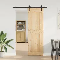 Slankios durys NARVIK Natūrali ir juoda 70 x 210 cm (152,5 cm)