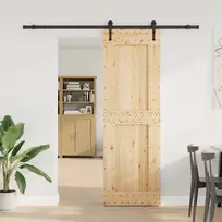 Slankios durys NARVIK Natūrali ir juoda 70 x 210 cm (213,5 cm)