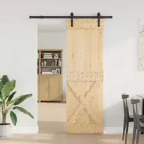 Slankios durys NARVIK Natūrali ir juoda 70 x 210 cm (152,5 cm)