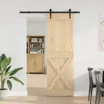 Slankios durys NARVIK Natūrali ir juoda 70 x 210 cm (152,5 cm)