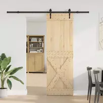 Slankios durys NARVIK Natūrali ir juoda 70 x 210 cm (213,5 cm)